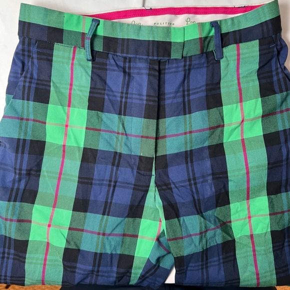 Lilly Pulitzer Womens 0 Plaid Golf Pants Green Blue Preppy VTG Ankle Cropped - Picture 2 of 6